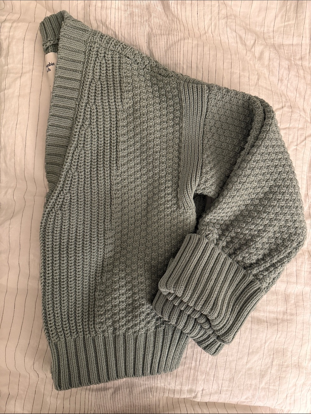 Abercrombie & Fitch Sage Green Textured Knit Button Cardigan - Picture 8 of 15